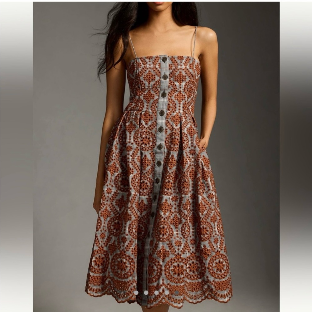 Maeve Anthropologie Square Neck Button Front Dress